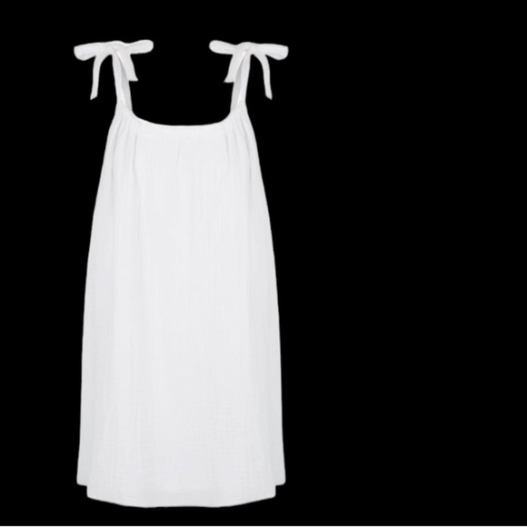 Copper Key A Line Dress White Linen and Cotton Size Large Pockets Lined - Picture 3 of 10